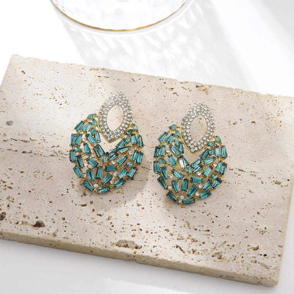 Geometric Alloy Dangle Earrings With Gold Ear Pins For Fashion Women
