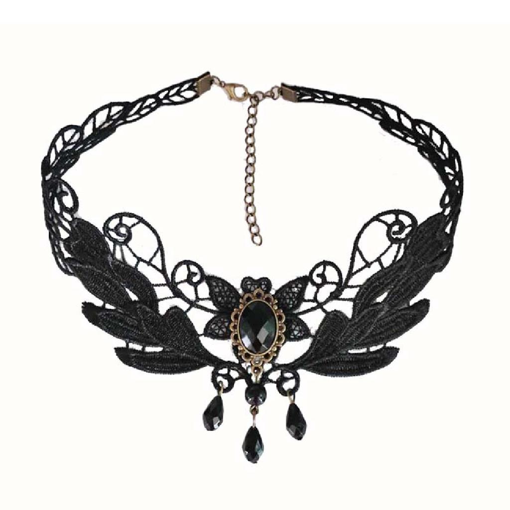 Koreanische Mode Samt Halsband Halskette für Frauen Vintage Sexy Spitze Halskette mit Anhänger Gothic Mädchen Hals Schmuck Zubehör