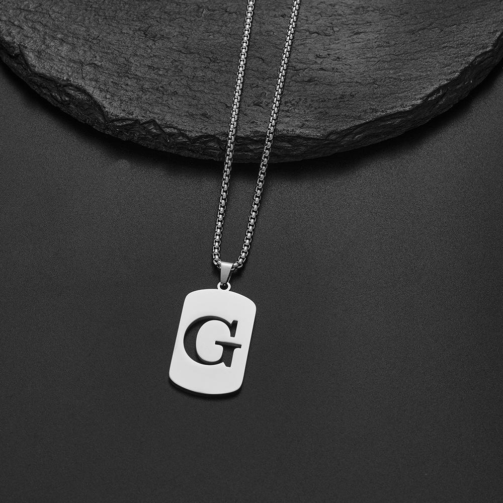 Unisex Stainless Steel English Alphabet Necklace - Niche Design, Simple, Versatile Long Chain for Hoodies