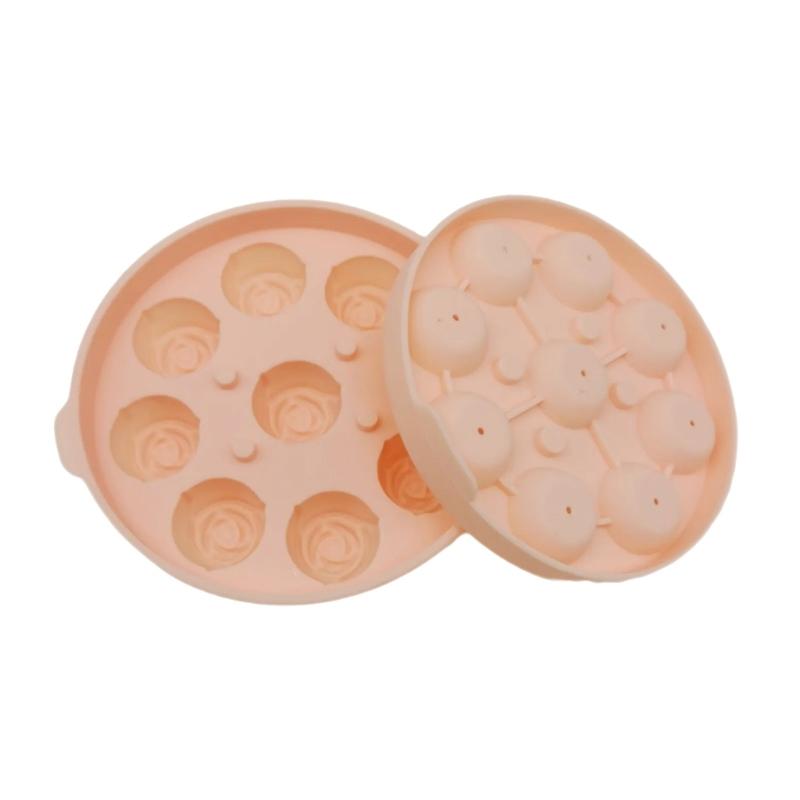 Silicone Ice Cubes Tray with Lid Peach Shape Ice Cubes Tray Rose Ice Molds Easy to Release of Ice Cubes for Coffee