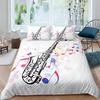 Saksofon Zestaw Poszewki na Kołdrę Obracające się Nuty Muzyczne Zestaw Pościeli Instrument Muzyczny Retro Jazz Motyw Muzyczny Pojedyncza Poszwa na Kołdrę dla Dzieci