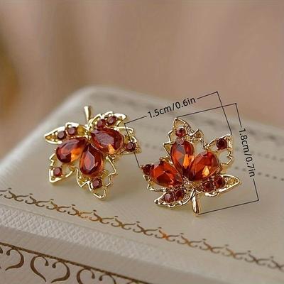 Red Maple Leaf Earrings for Teenager, Autumn Forest Style Drop Earrings, Nature Inspired Daily Wear Jewelry for Girl