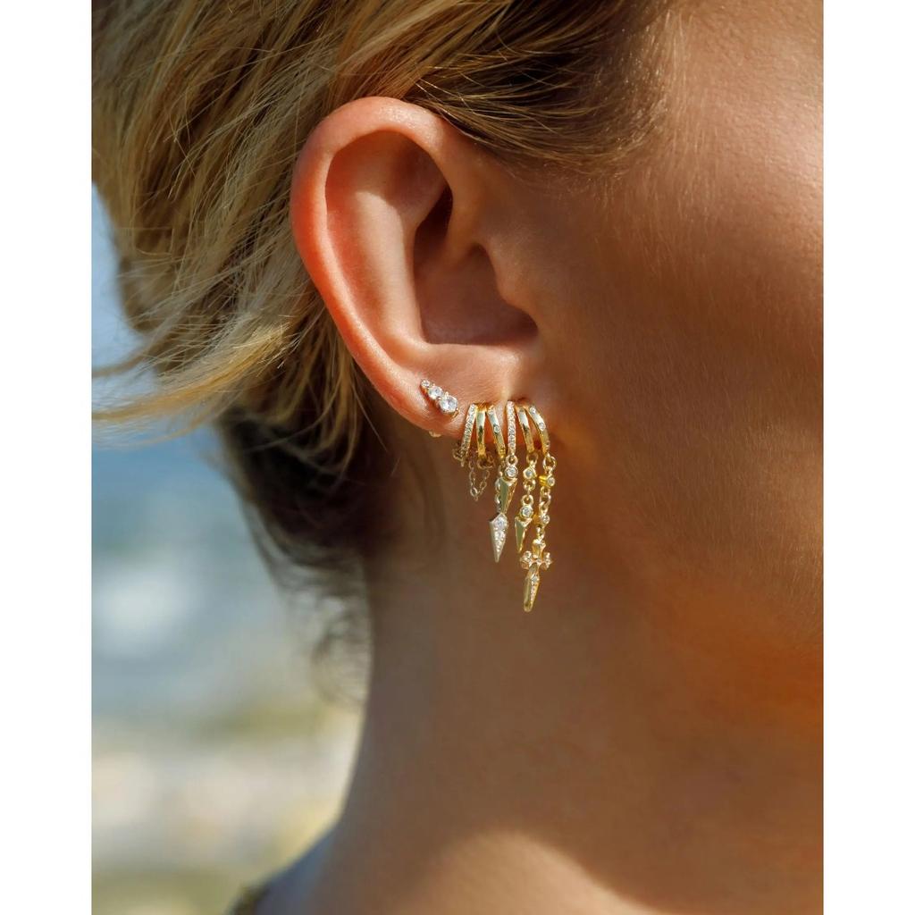 Trendy Triple Dangle Chain Huggie Earrings, Comfortable All-Day Wear Jewelry, Perfect Valentine’s Day Gift for Her