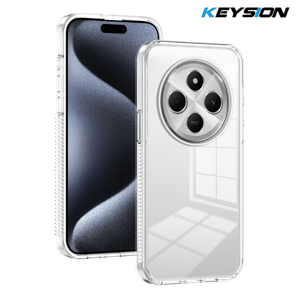 

KEYSION Прозрачный чехол для телефона для Redmi 14C Мягкий ТПУ+ПК Противоскользящий HD Прозрачный Ударопрочный Задняя крышка для телефона для Xiaoami POCO C75 for POCO C75 чистый