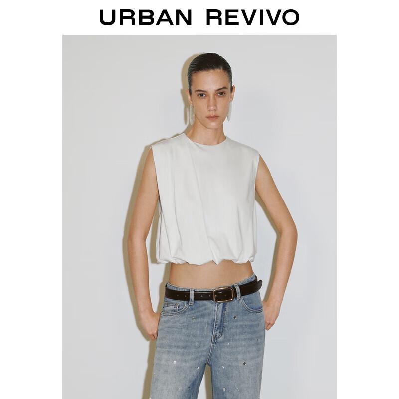 

UR 2025 Summer French Design Pleated Sleeveless T-Shirt XL