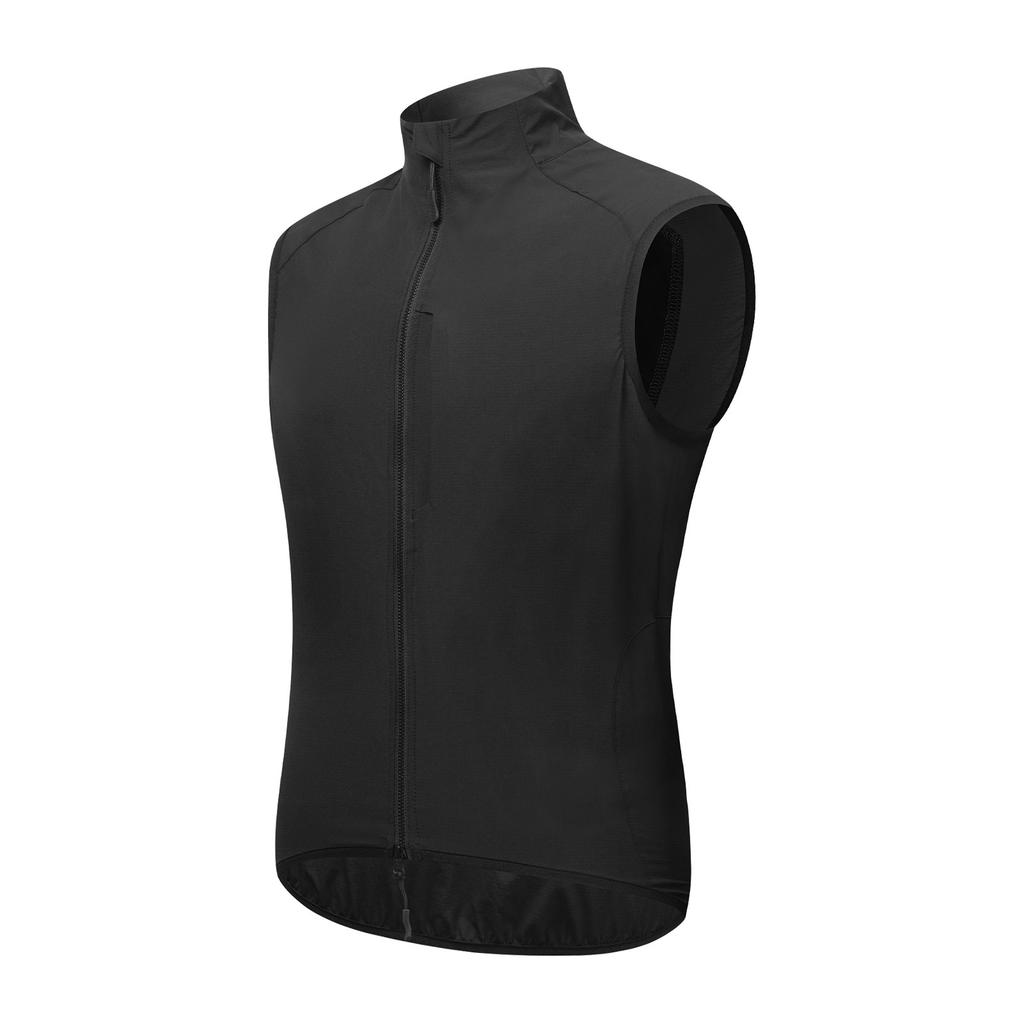 Reflective Cycling Vest with Chest Pocket Windproof Gilet for Running Hiking Biking Black EU Size S