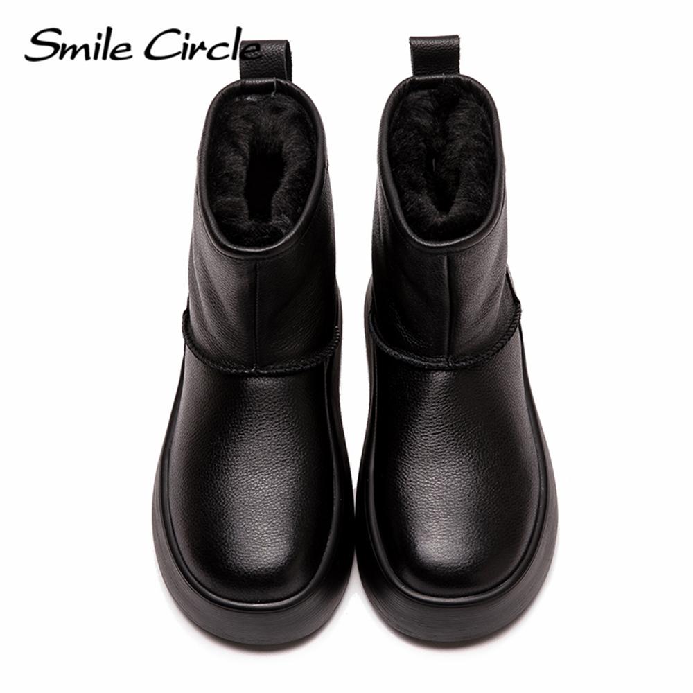 Damen-Schneestiefel aus echtem Leder, Plüsch, warm, Stiefel mit dicker Sohle, modisch, bequem, lässig