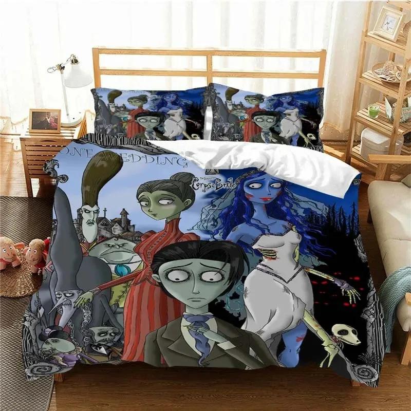 Love Animated Film Corpse Bride Bedding Set Single/Twin King Duvet Cover Home Bedroom Decor Bedspread Pillow Cover