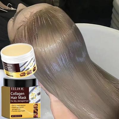 Kolagen Keratin Maska na péči o vlasy Ošetření Suché Poškozené Vlasy Revitalizovat Narovnat Jemné Hladké Hydratovat Péče Produkty