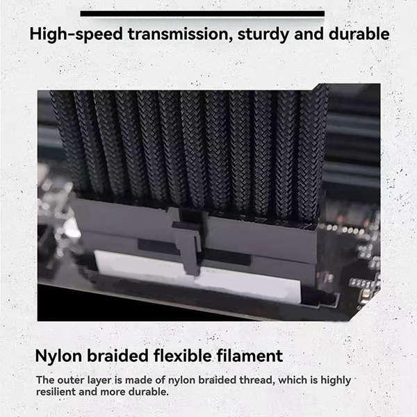 

Black Nylon Modular Power Supply Extension Cable Set Other