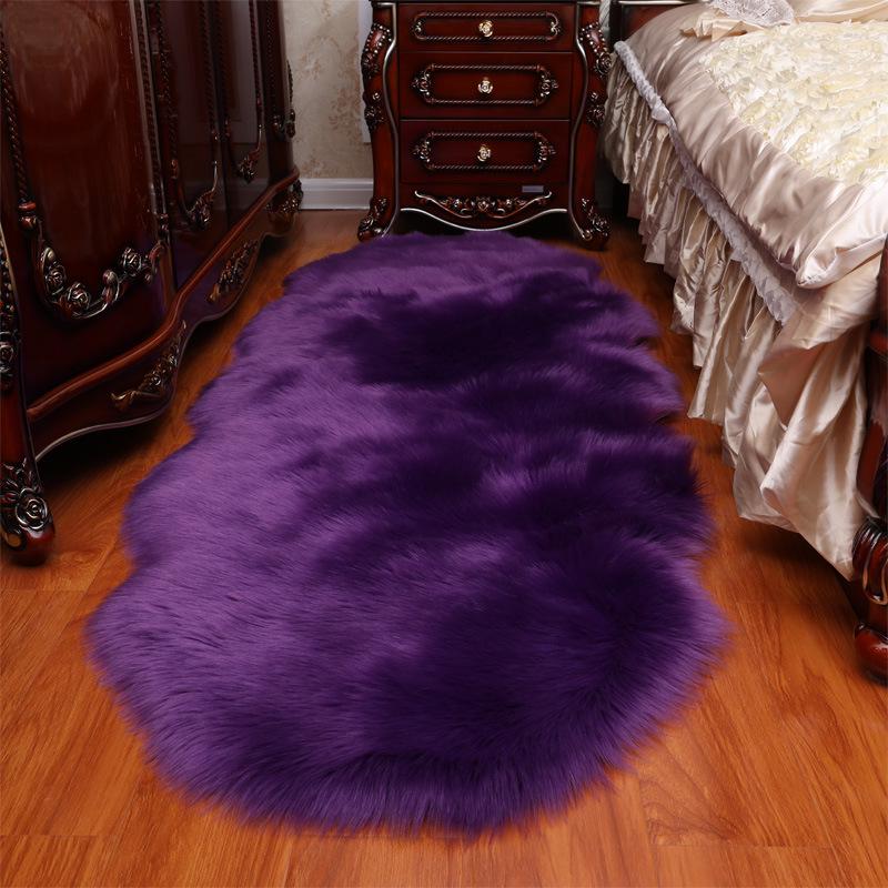 Simple Faux Wool Irregular Bedside Rug for Bedroom and Living Room