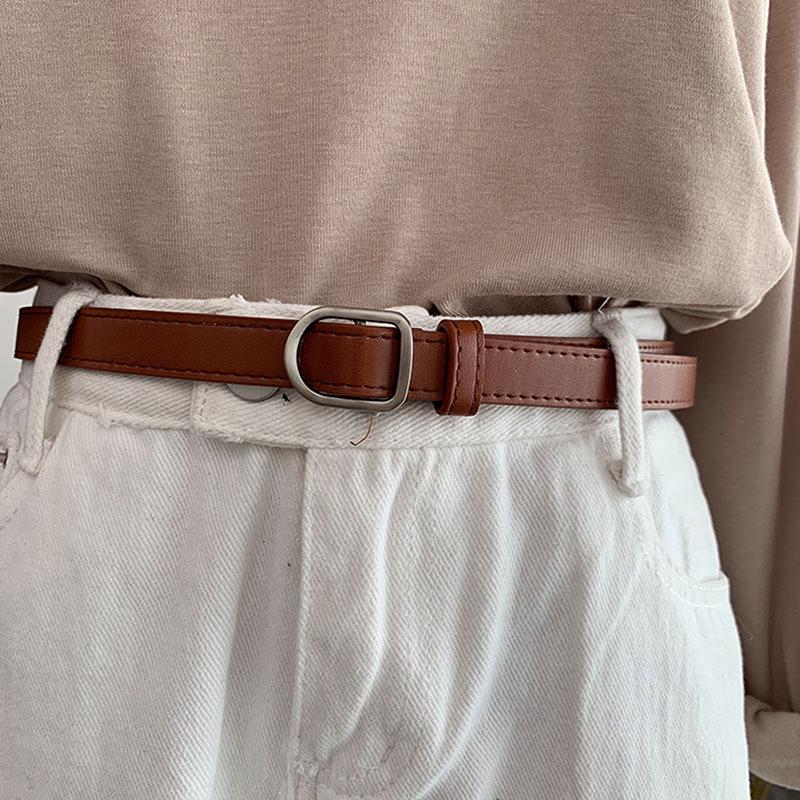 Ins   Simple Women Belts Leather Metal Pin Buckle Waist Belt Thin Belt