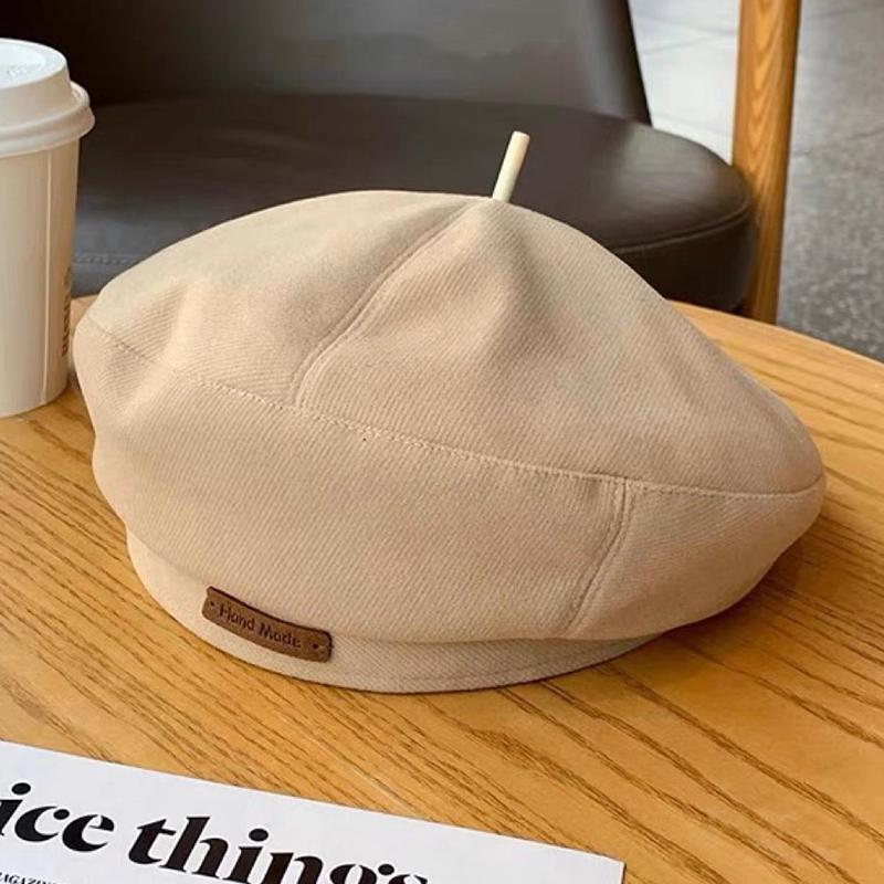 

Autumn Spring Women Beret Hat Retro Solid Color Cotton Octagonal Newsboy Caps Female Lady Casual Painter Artist Hats бежевый