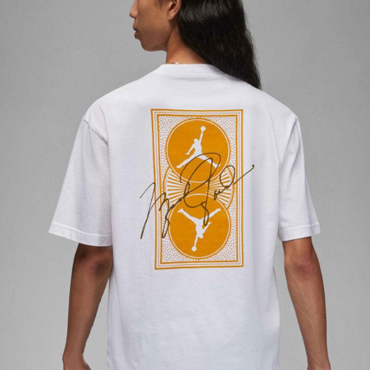 Jordan Simplified Big Logo Print Casual Crew Neck T-Shirt Men Tops White Yellow DZ4055-102