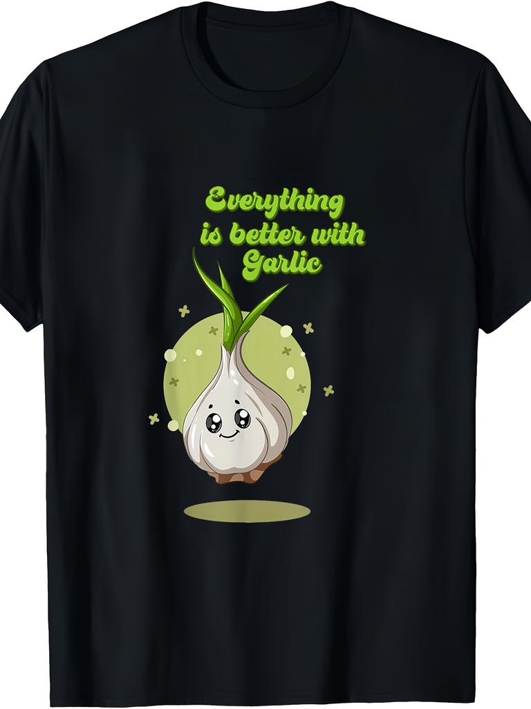 Cute Vegetables, Paired with Garlic Bread, Everything Is More Delicious. Baking T-Shirts, Short Slee
