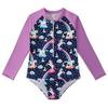 Girls' Long-Sleeve Mermaid One-Piece Swimsuit - Quick-Dry, Sun Protection