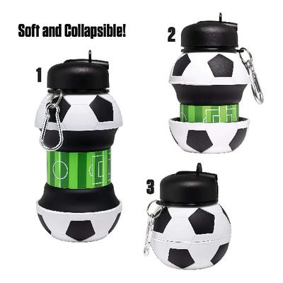 Foldable Silicone Bottle Football Design With Carabiner