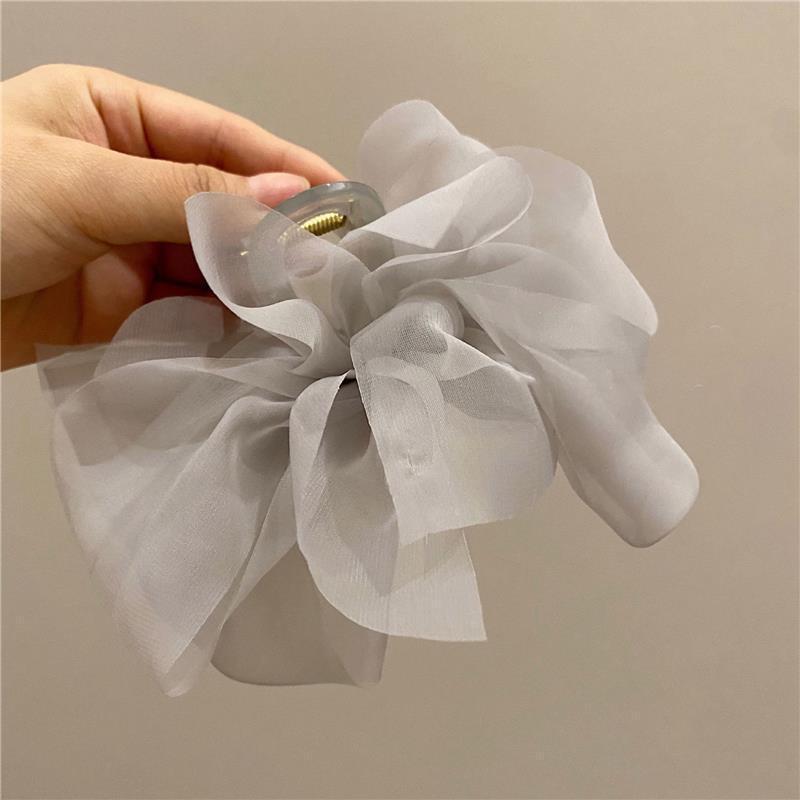 Mesh Bow Grip Clip kvinnelig hestehale flette hår klo klips Elegant jente hår klips