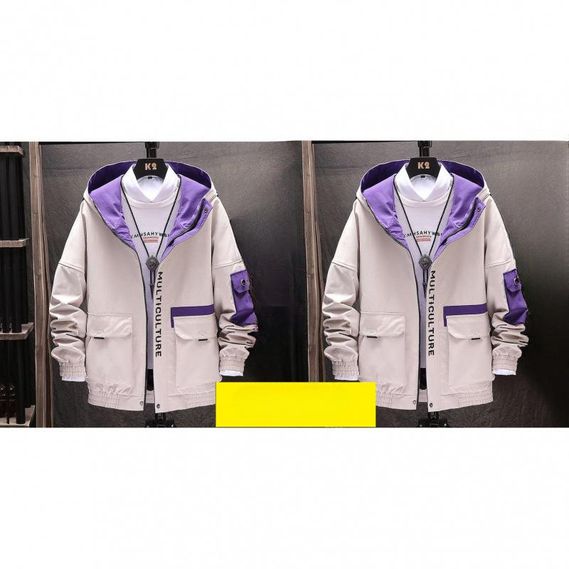 Work Jacket Men's Spring and Autumn Hooded Thin Jacket Trendy Student Summer Casual Men's Top