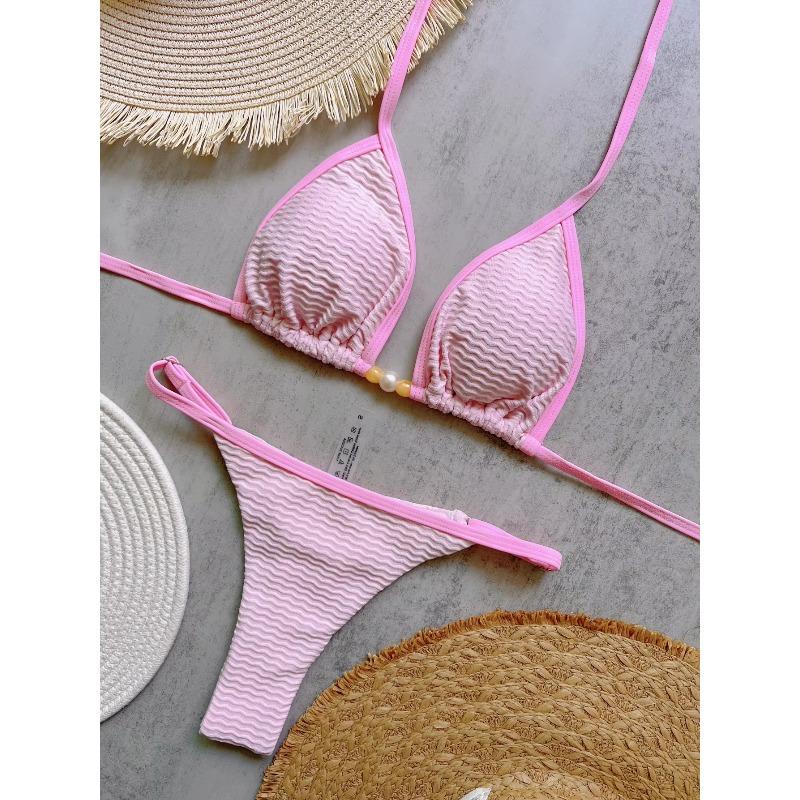 String Bikinis Women Sexy Triangle Swimsuit Solid Swimwear Female Padded Bathers Bathing Swimming Swim Suit Beachwear