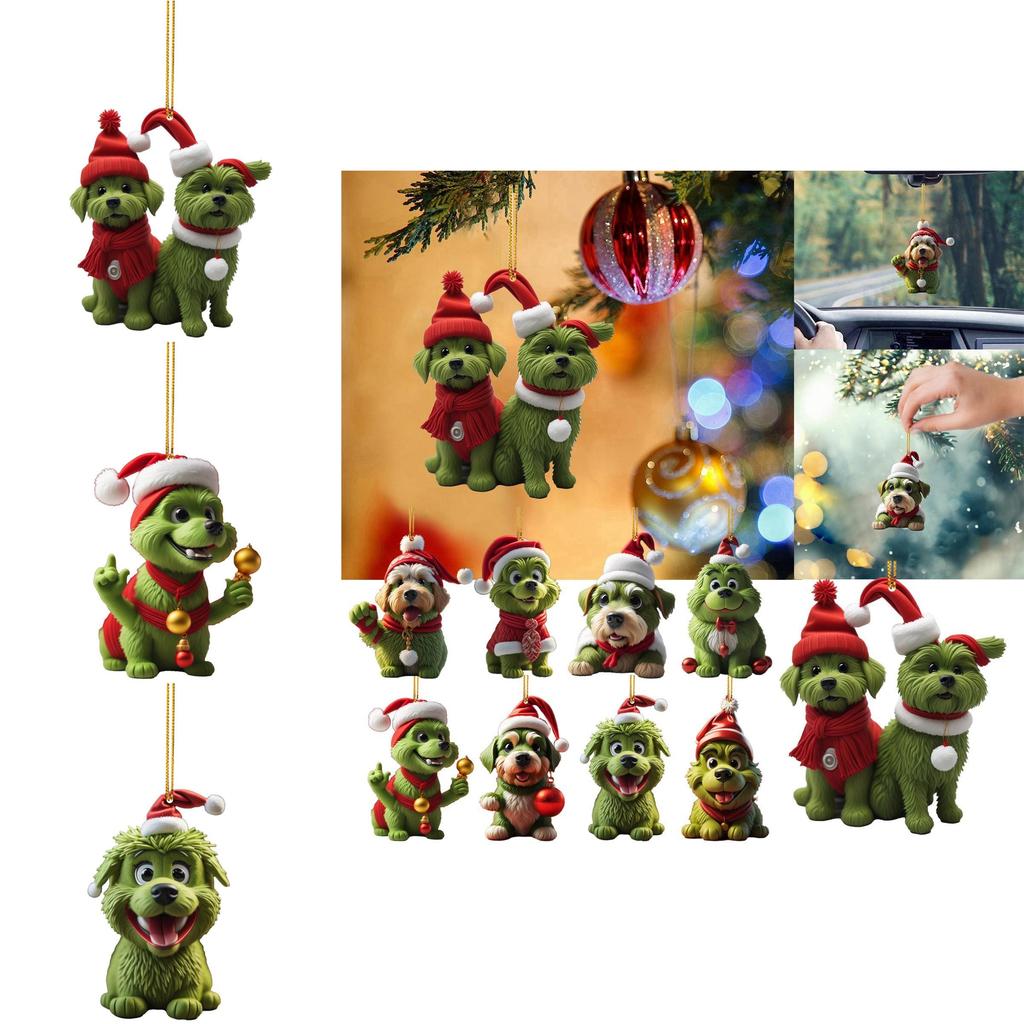 Grinch Ukradł Boże Narodzenie Zielny Wzór Szczeniaczka Akrylowy Wisiorek Dekoracja Świąteczna Rekwizyt Do Dekoracji Pojazdu Świątecznego