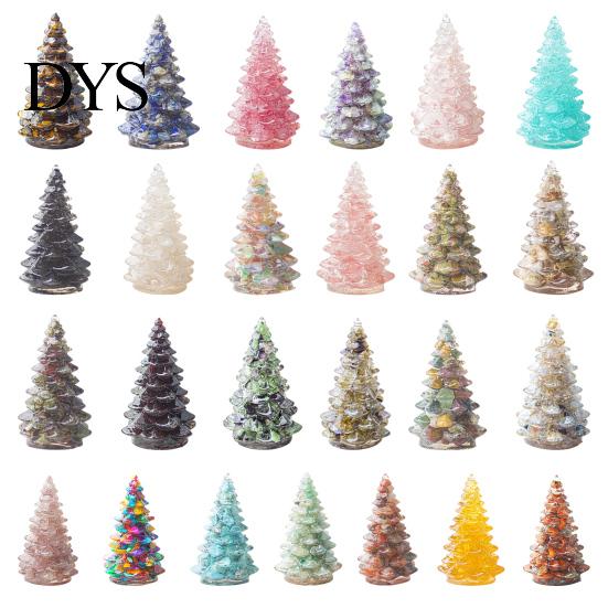 Xmas Tabletop Figurine Resin Christmas Tree Figurine, Crystal Desktop Ornament, Creative Gift Miniature Holiday Decoration for Home Office,
