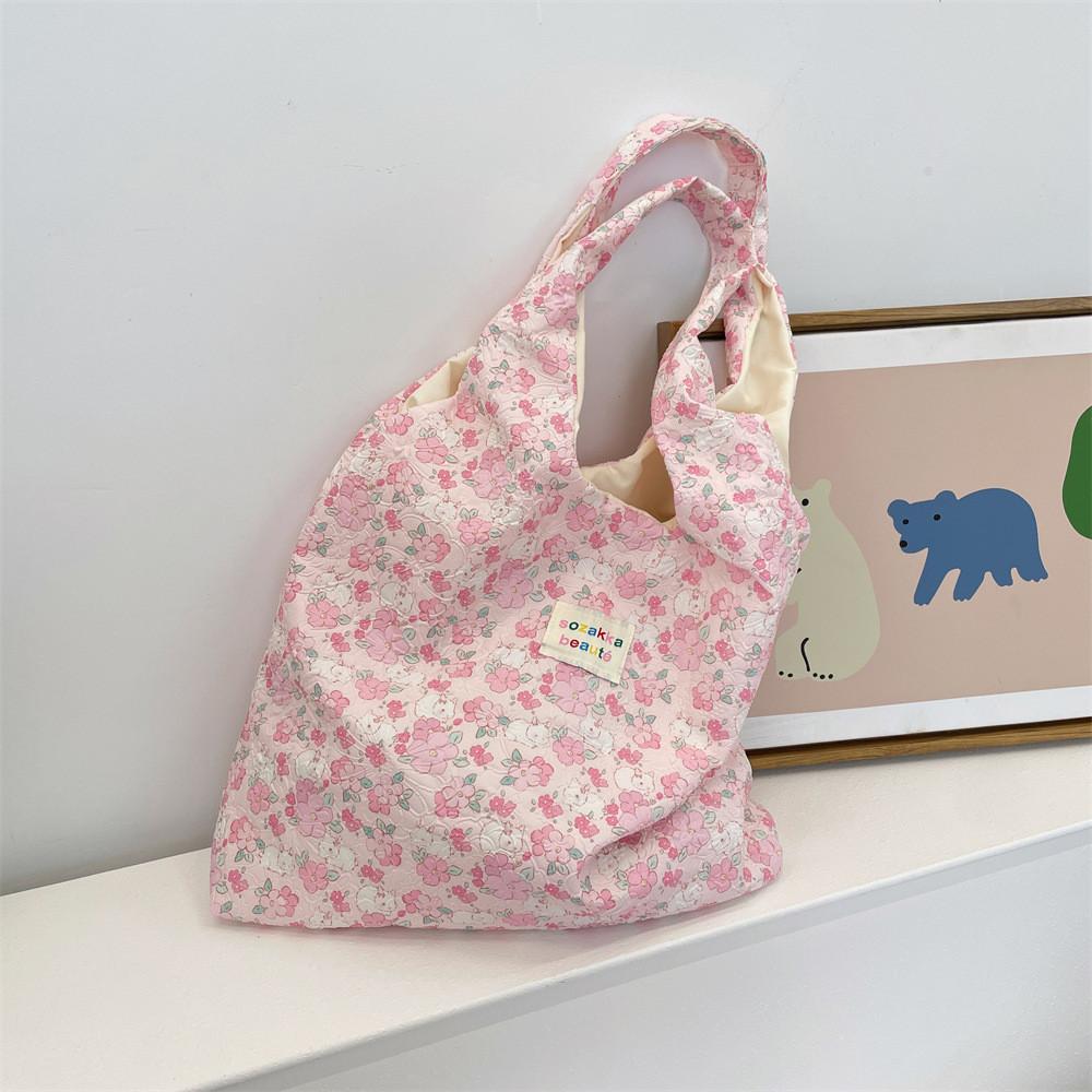 Cute Cartoon Bear Embossed Shoulder Bag For Students Stylish Versatile Tote Bag