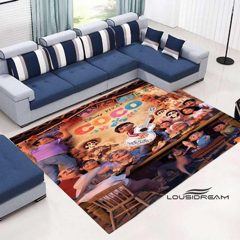 3D Printed Cute Cartoon Coco Floor Mat, Comfortable Flannel, Soft and Thickened, Non-Slip Mat, Suitable for Living Room, Bedroo