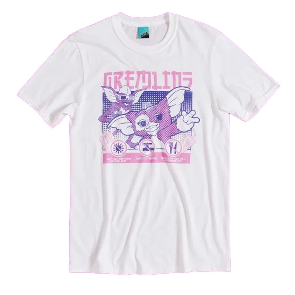Gremlins Unisex Adult Cyber Stripe & Gizmo T-Shirt