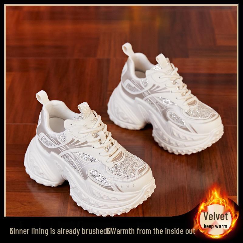 Women's 2024 Autumn Versatile Thick-Soled Hidden Heel Dad Shoes - Breathable Platform Casual Sneakers