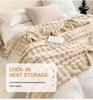 Luxurious Heavyweight Rabbit Fur Plush Blanket - Coral Fleece for Bed, Sofa, or Nap; Perfect for Winter.