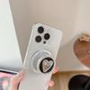 Leather Heart-Shaped Magnetic Phone Holder & Mirror with Finger Ring
