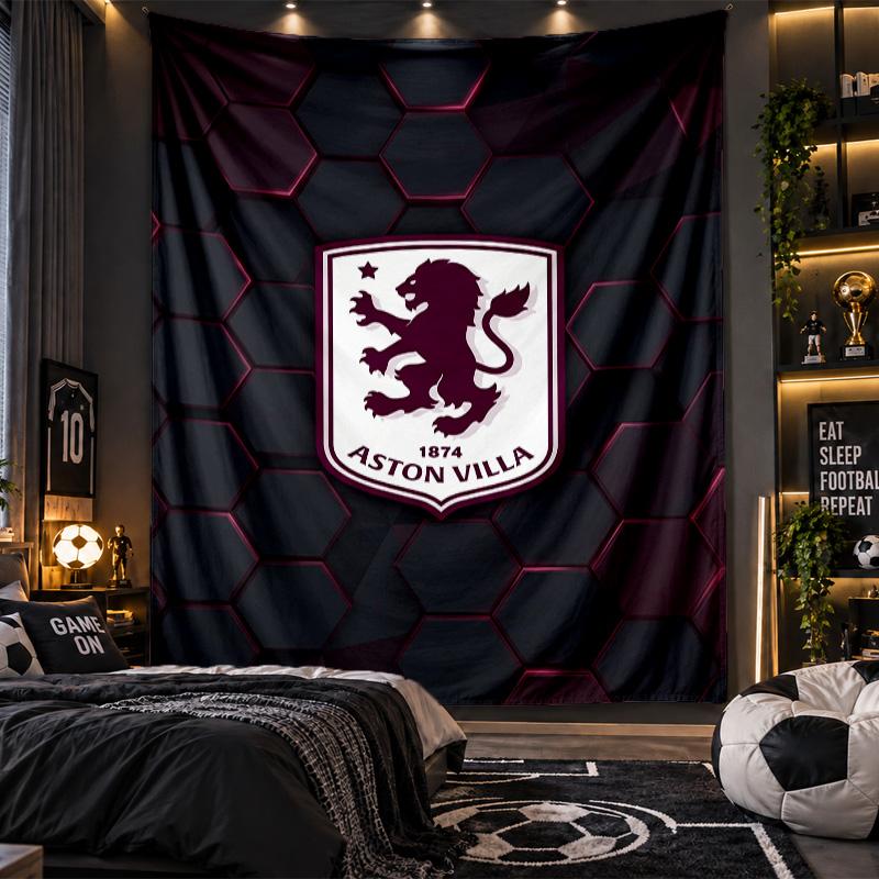Duvara Asılan Goblen Aston Villa Futbol Baskılı Kumaş Salon Yatak Odası Ev Dekorasyonu İçin