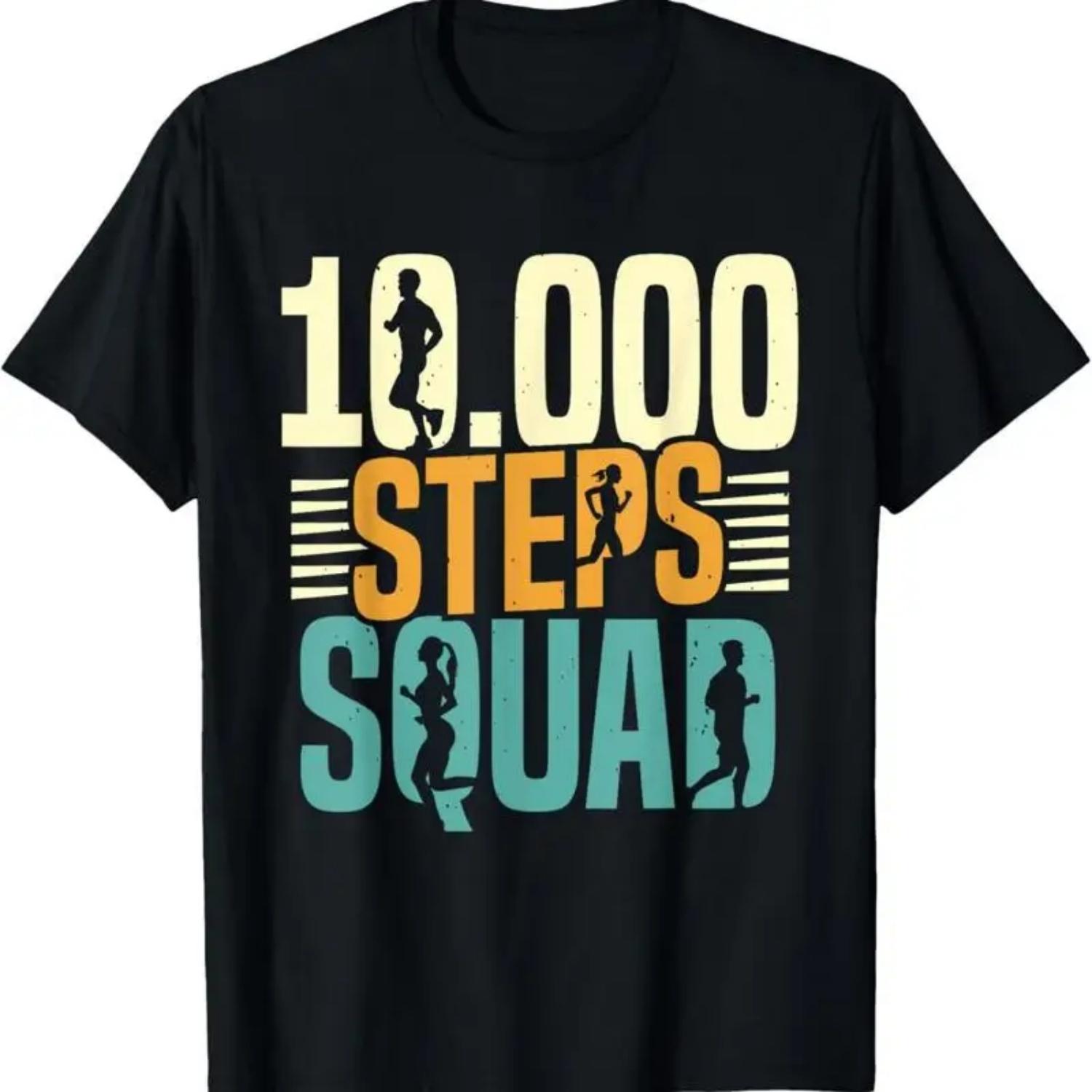 

10000 Steps Squad Hiking Step Walking Exercise T Shirt S чёрный