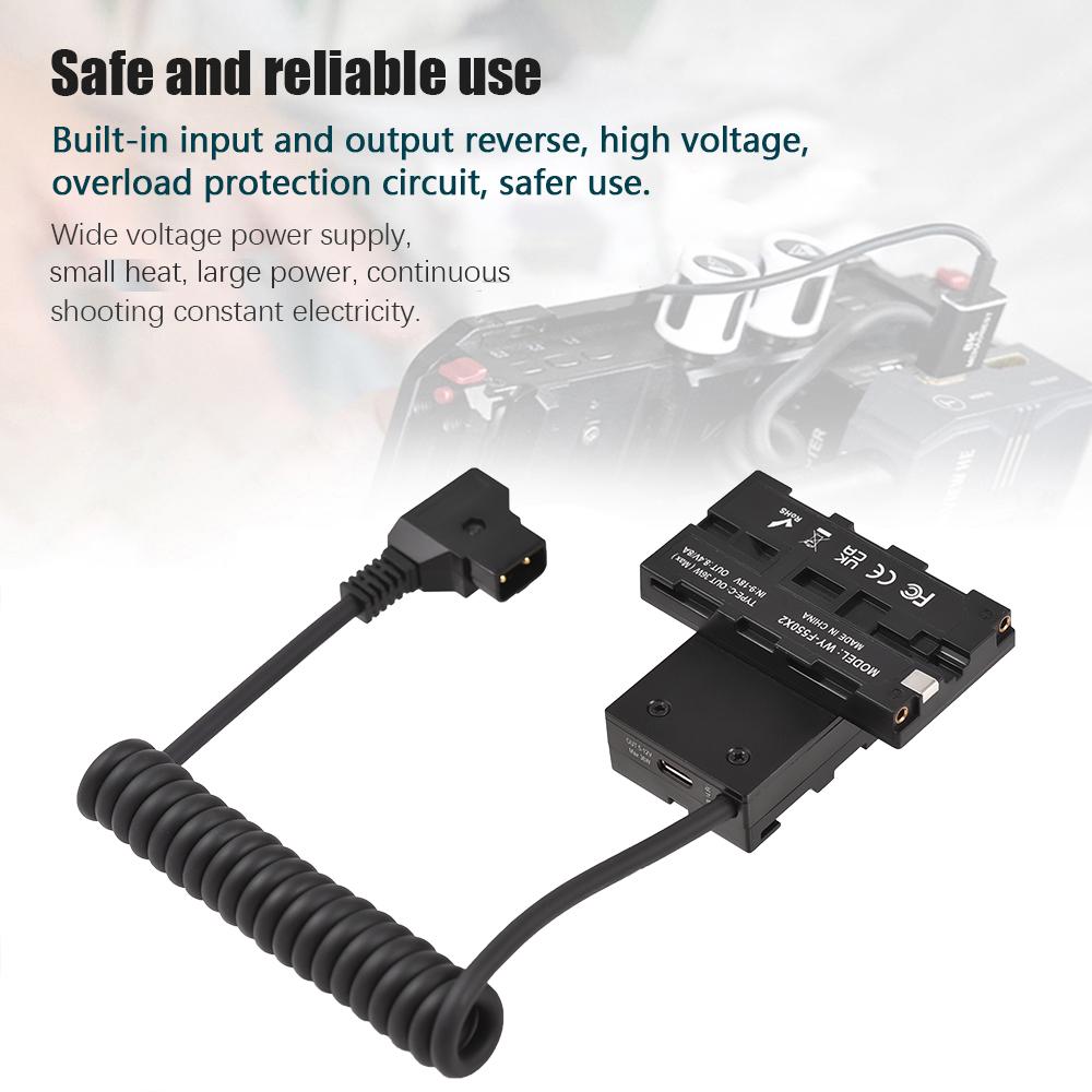 Cablu de alimentare cu două fețe F550 NP-F Baterie simulată în formă de cruce la D-Tap cu ieșire de tip C de 5-12 V pentru