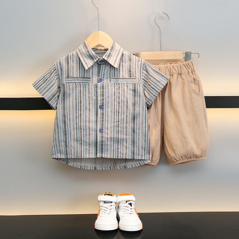 Stylish Boys Summer Outfit Set With Short Sleeve Shirt And Shorts For Ages 3-8 Years