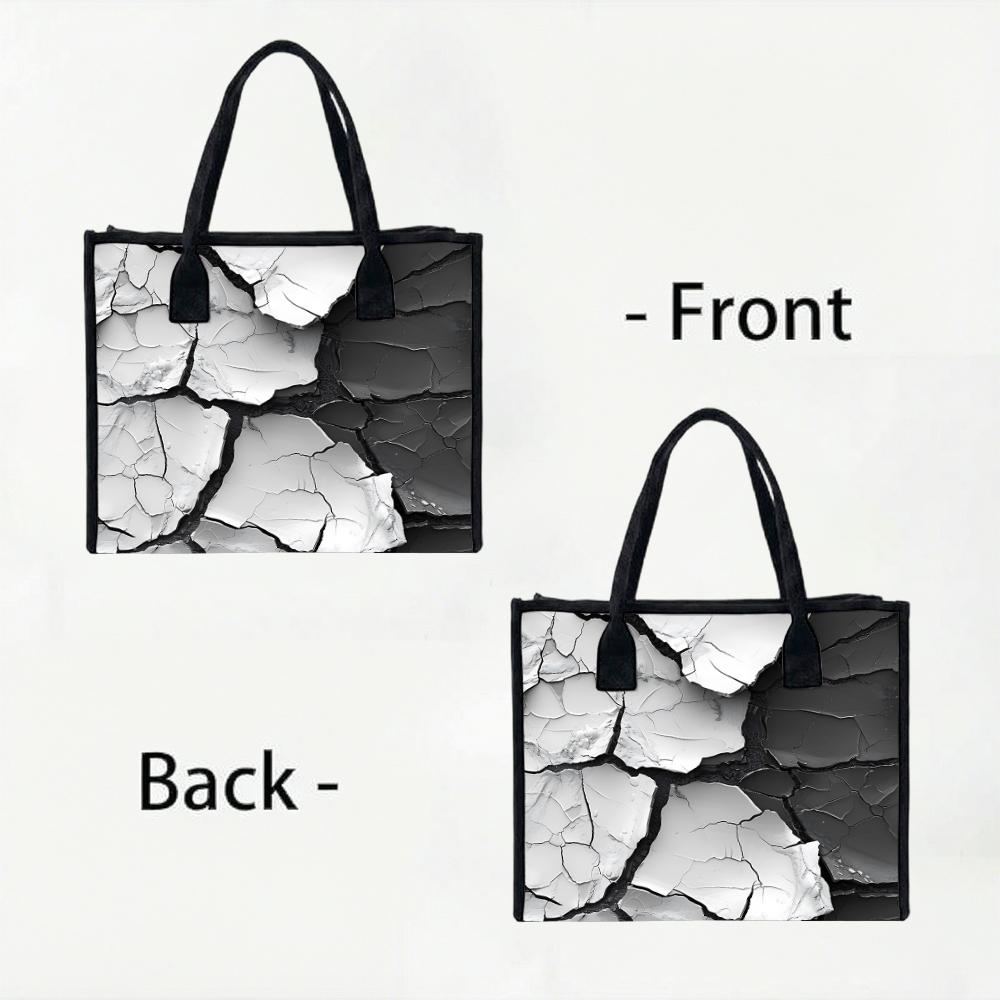 Trendy Cracked Print Tote Bag Stylish Casual Shoulder Handbag for Daily Use