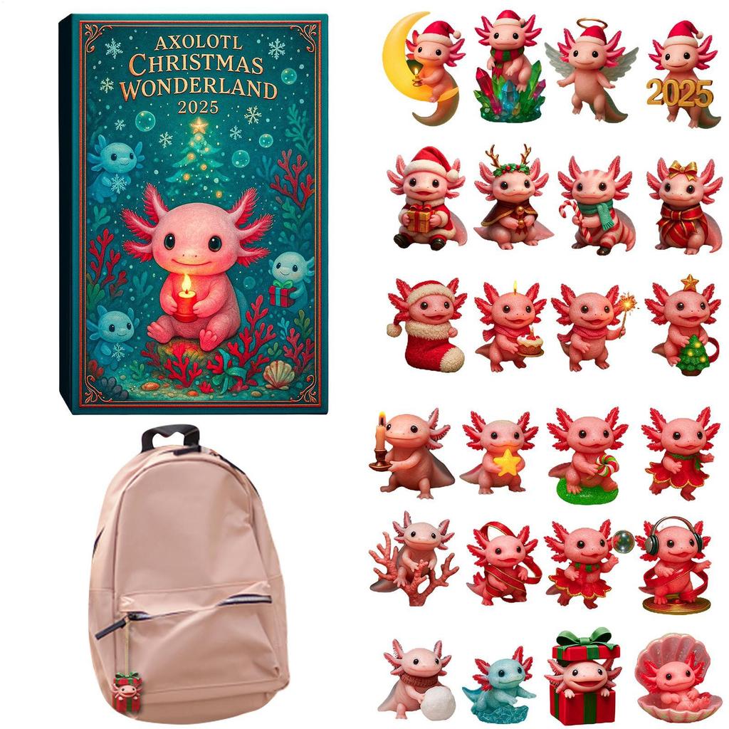 2D pink Salamander Advent Calendar 24 Acrylic 2D Salamander Figurine Pendant 24 Days Christmas Countdown Calendar Christmas Gift