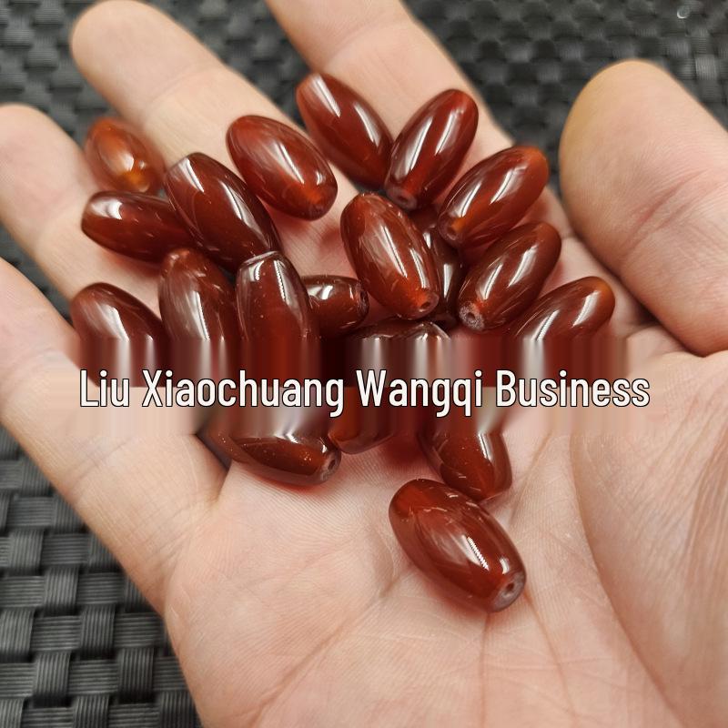 Red Chalcedony Oval Seed Beads for DIY Jewelry - Handmade Ruyi Lock Bracelet Accessories