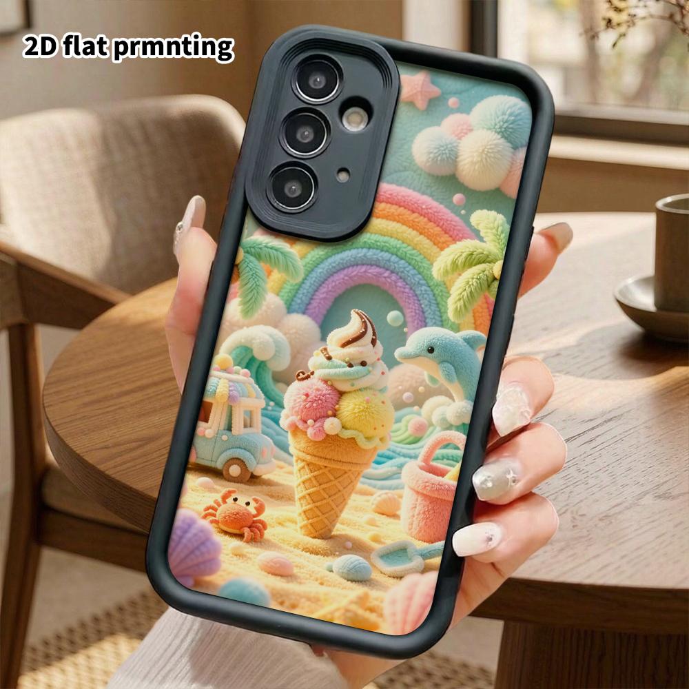 Phone case: 2D flat, suitable for Samsung Galaxy A34 A35 M05 M06 S20 S22 S21 FE Plus 5G protective case, giant ice cream, perfect Christmas and Hallow