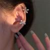 Korean Bling Crystal Flower Ear Clips Without Piercing Earrings for Women Fashion Butterfly Ear Cuff Wedding Party Zircon