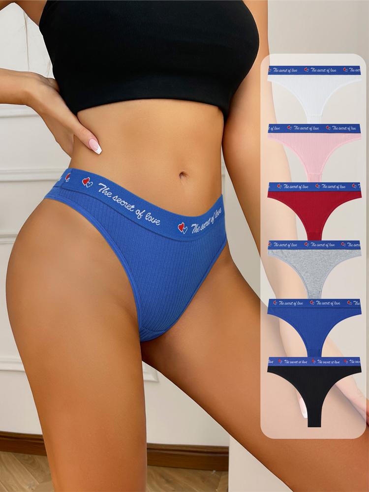6Pcs Women Thongs Low Waist Sexy Panties Girls Briefs Cotton G-String Breathable Underwear Ladies Panty Female Lingerie