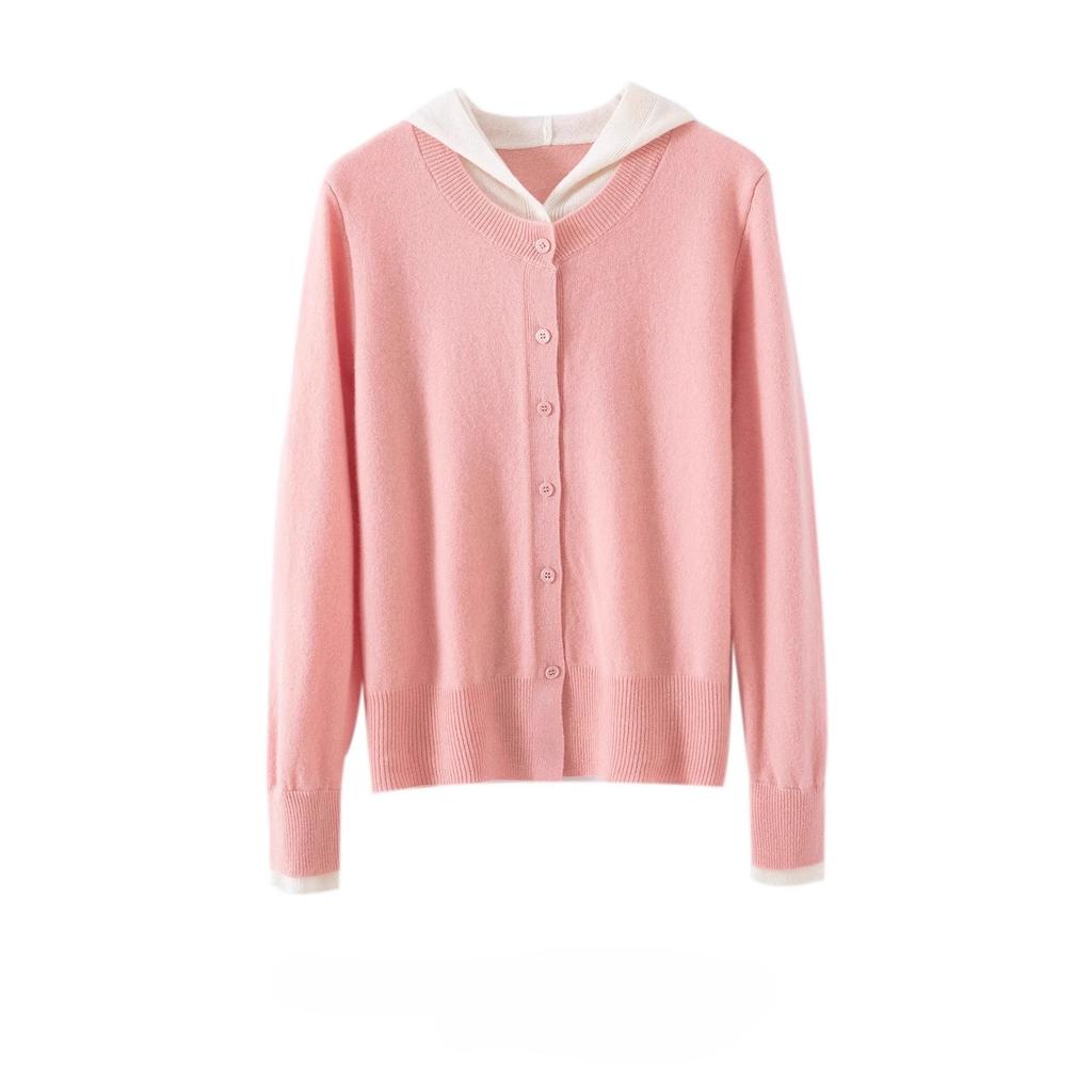 Two-piece Hooded Sweatshirt Coat for Autumn/Winter Thick Knitted Anti-Spangling Women's Coat