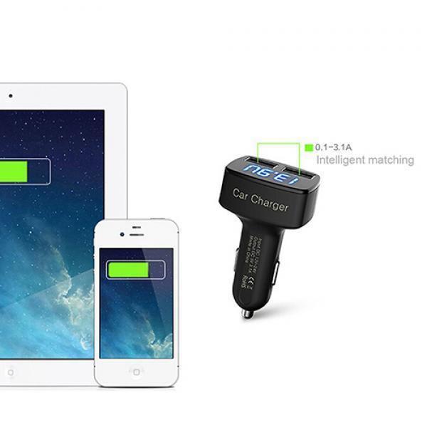 Car Charger 4 In 1 Dual 3.1A USB Voltage Current Meter Tester Bullet Adapter For iPhone Samsung Huawei