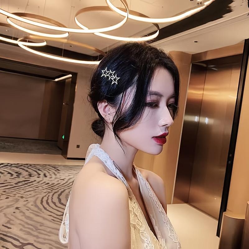 Sparkling Rhinestone Star Hair Clip for Women Elegant & Cute Five-Pointed Hairpin with Secure Frog Clip, Lightweight Solid Color Hair Accessories