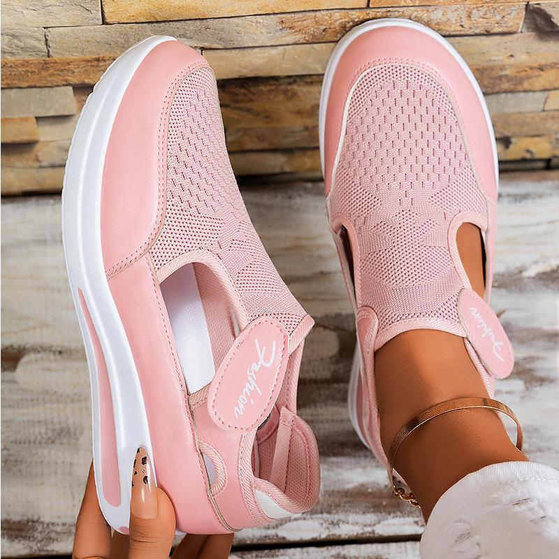 Women's Plus Size Casual Mesh Wedge Heel Shoes with Magic Tape