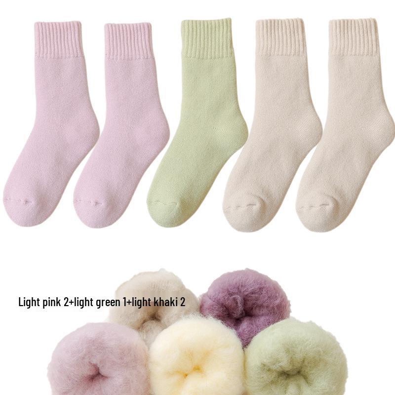 Dámské fleecové ponožky střední délky Zhuji - Silný samet, teplé a pohodlné na podzim/zimu, ideální na spaní nebo lenošení