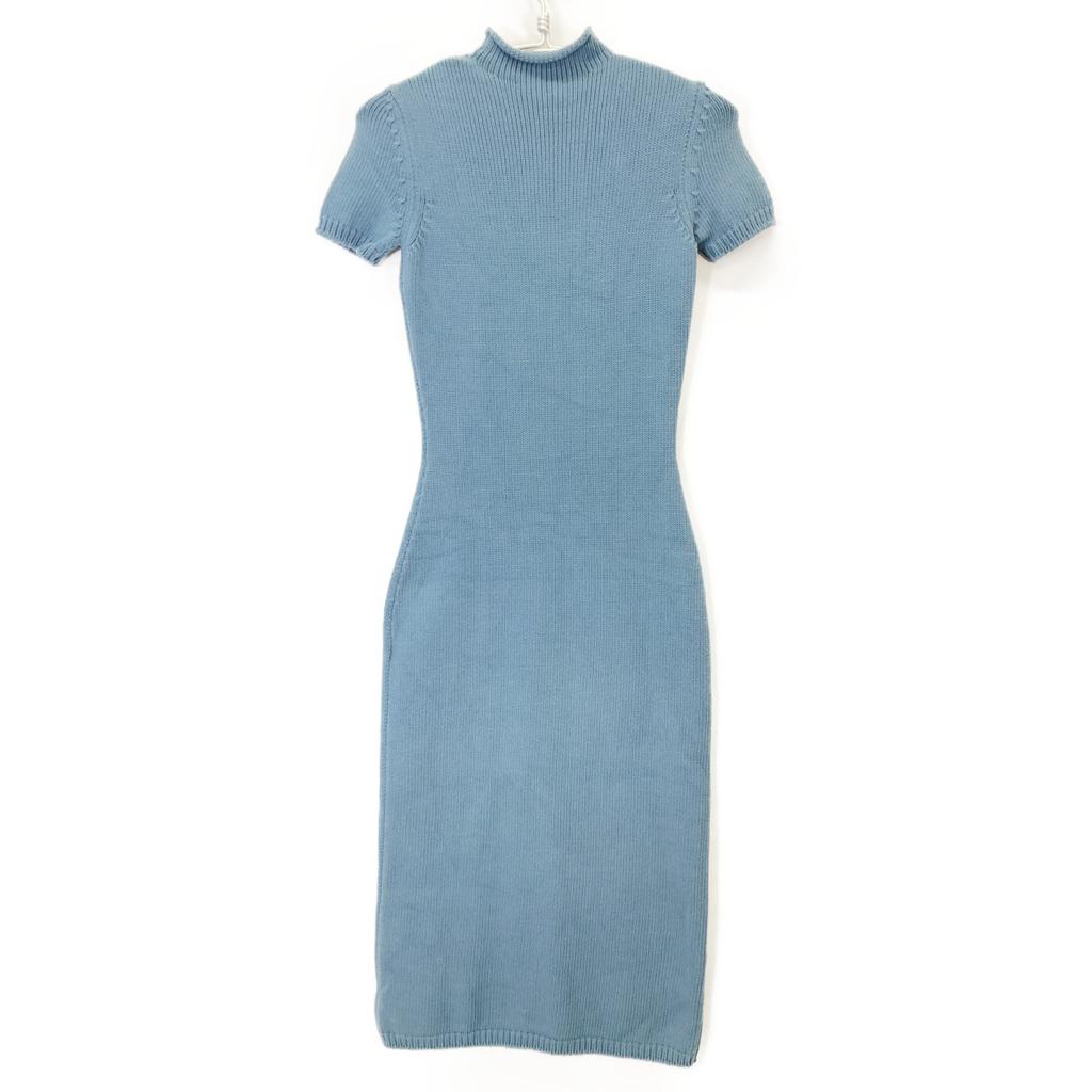 RalphLauren PURPLE LABEL Blue knit high neck short sleeve dress dress XS blueUsed