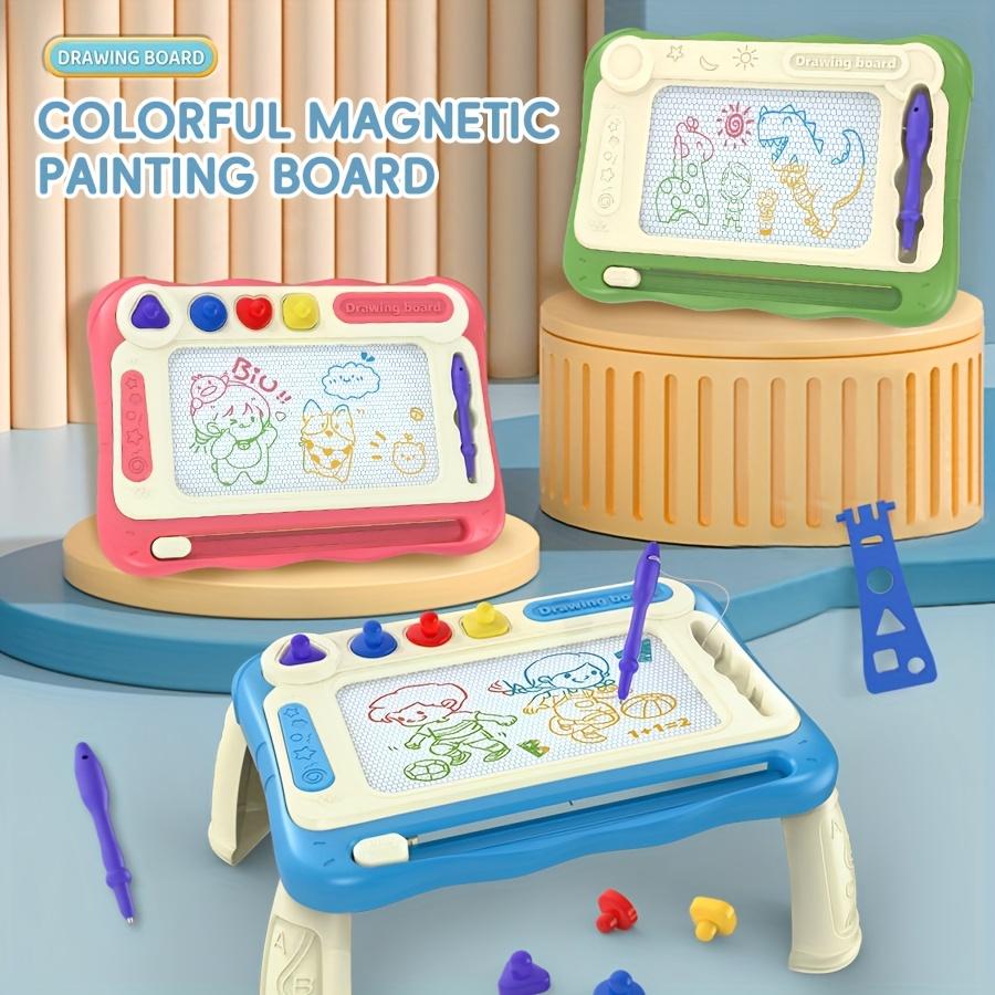 Table à dessin pour enfants, Jouets d'apprentissage pour la petite enfance, Cadeaux parfaits pour les garçons et les filles(4 Tampons+1 Pinceau+4 Supports)