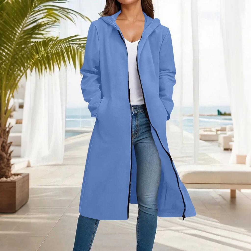 Women's Fashion Casual Plus Size Hooded  Long-Sleeve Solid Jacket